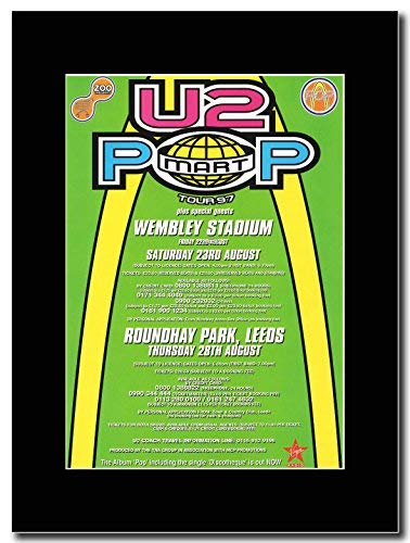 - U2 - Pop Mart UK Tour Dates 1997 - Magazine Promo on a Black Mount